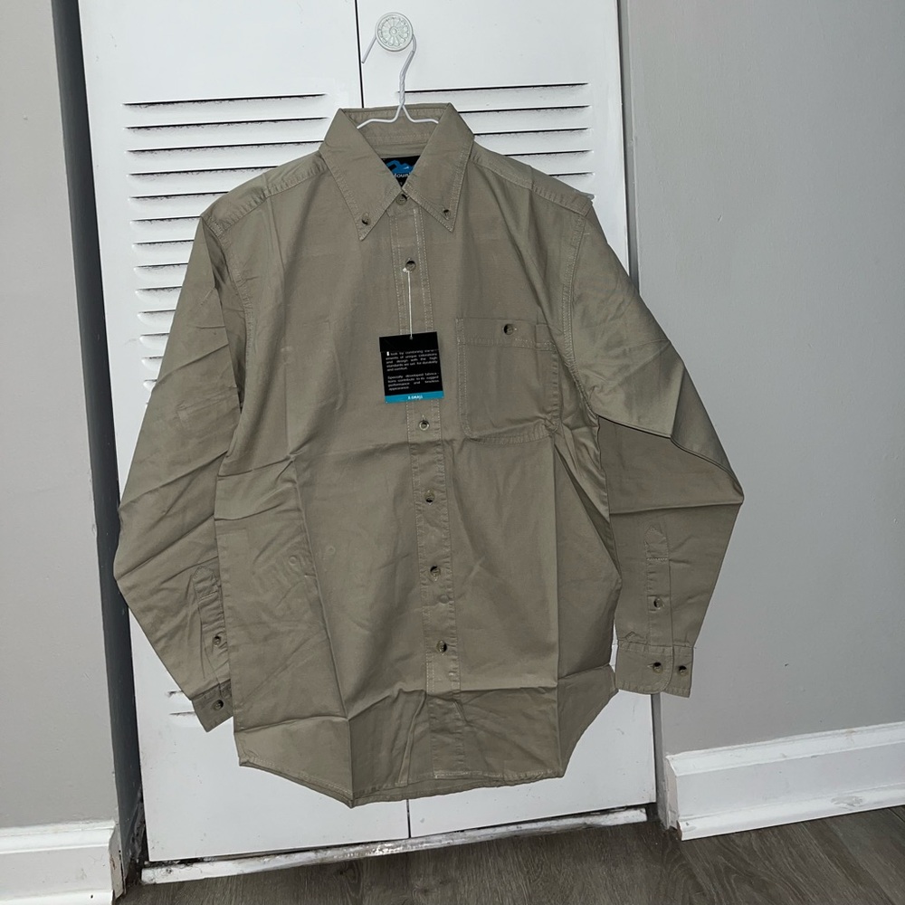 Buy 1 Get 1 Tri Mountain Shirt Mens long sleeve button down (Brown, XS)